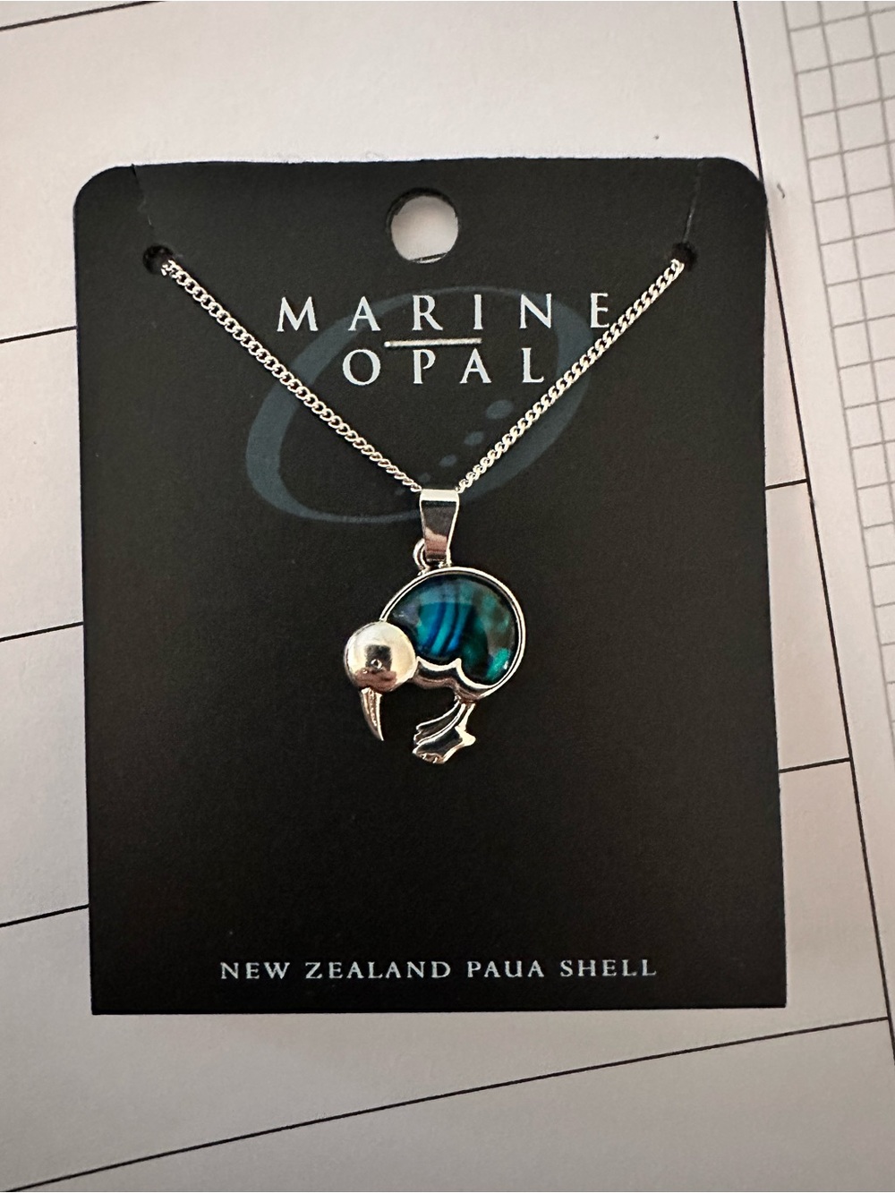 New Zealand Paua Kiwi Pendant Necklace - Blue-Green